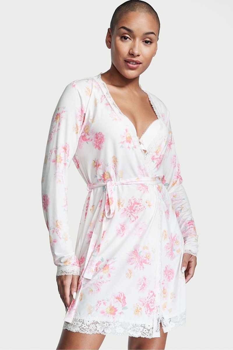 Victoria\'s Secret Modal Kratke Long Sleeve Robe Čierne | SK-4203VPM