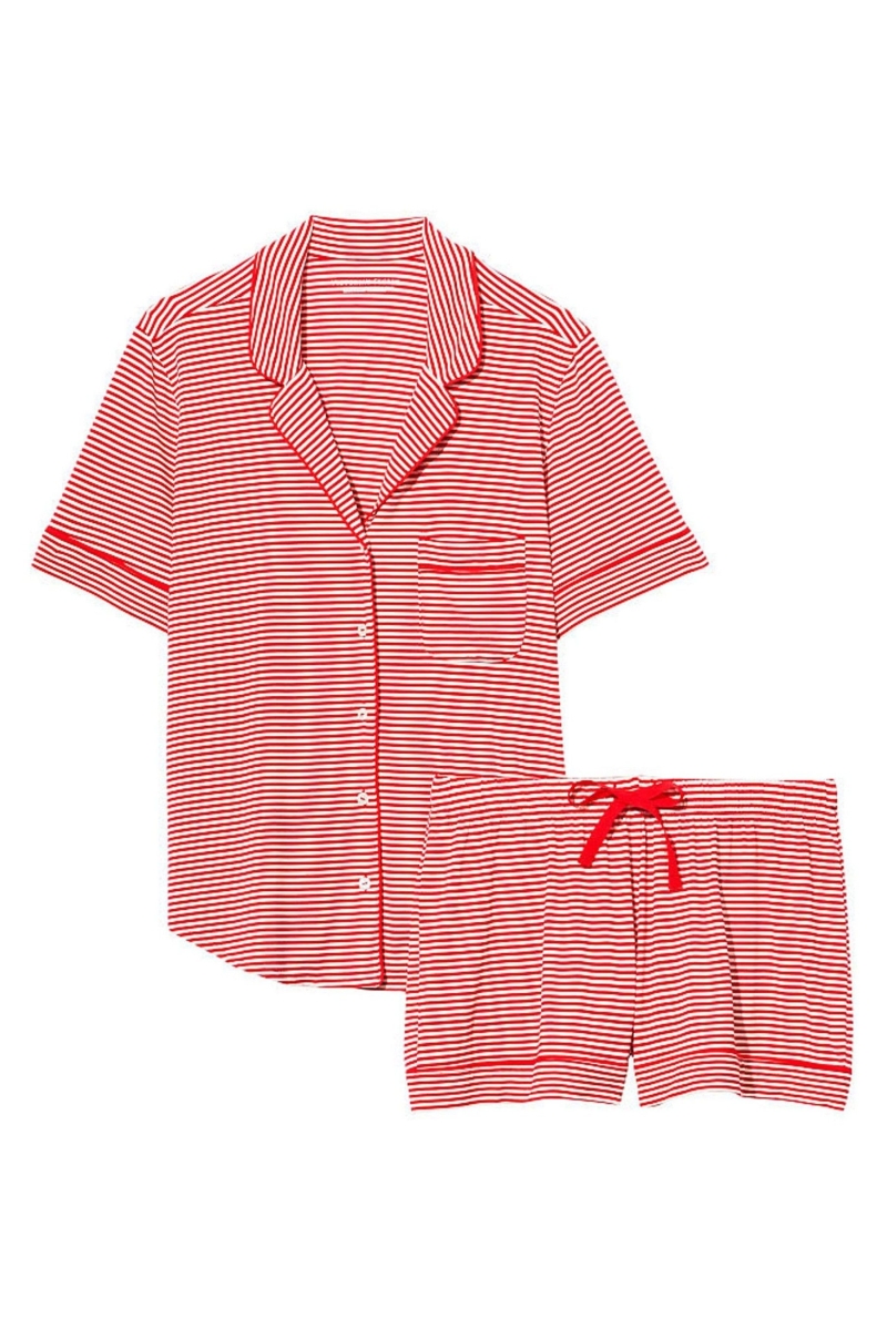 Victoria's Secret Modal Pyjama Kratke Pyjamas Set Červené Pruhované | SK-0243PKU