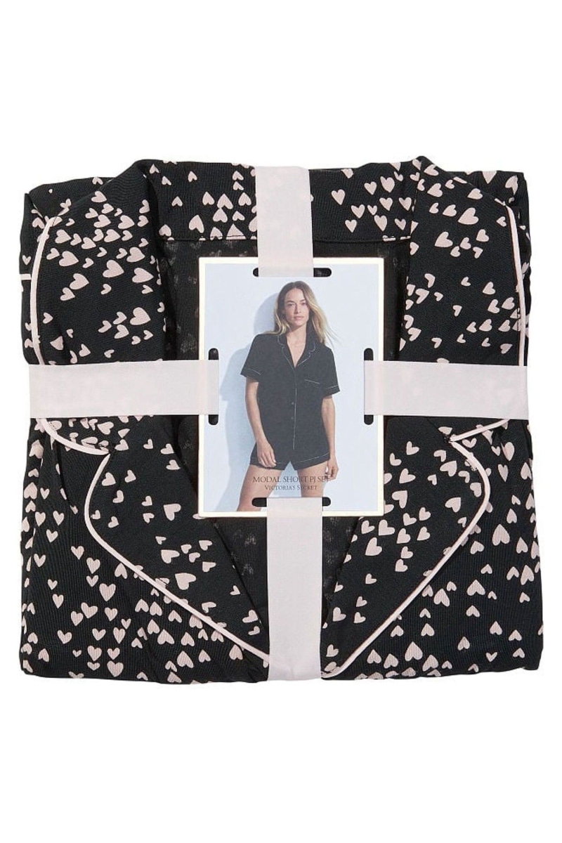 Victoria's Secret Modal Pyjama Kratke Pyjamas Set Čierne | SK-7086ATR