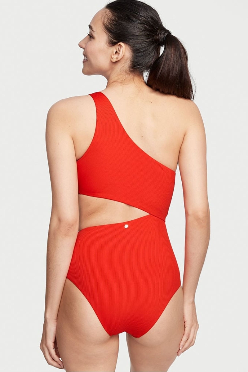 Victoria's Secret One Shoulder Swimsuit Červené | SK-3178KMU