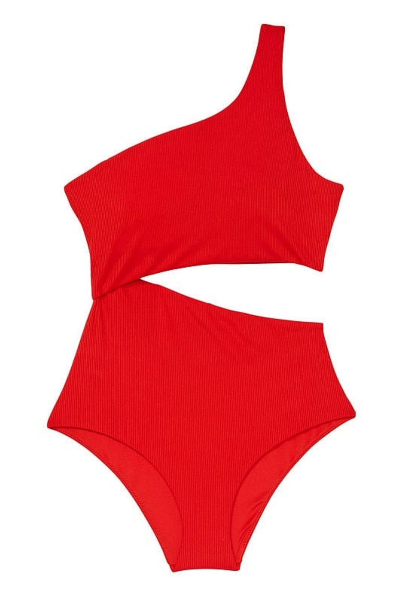 Victoria's Secret One Shoulder Swimsuit Červené | SK-3178KMU