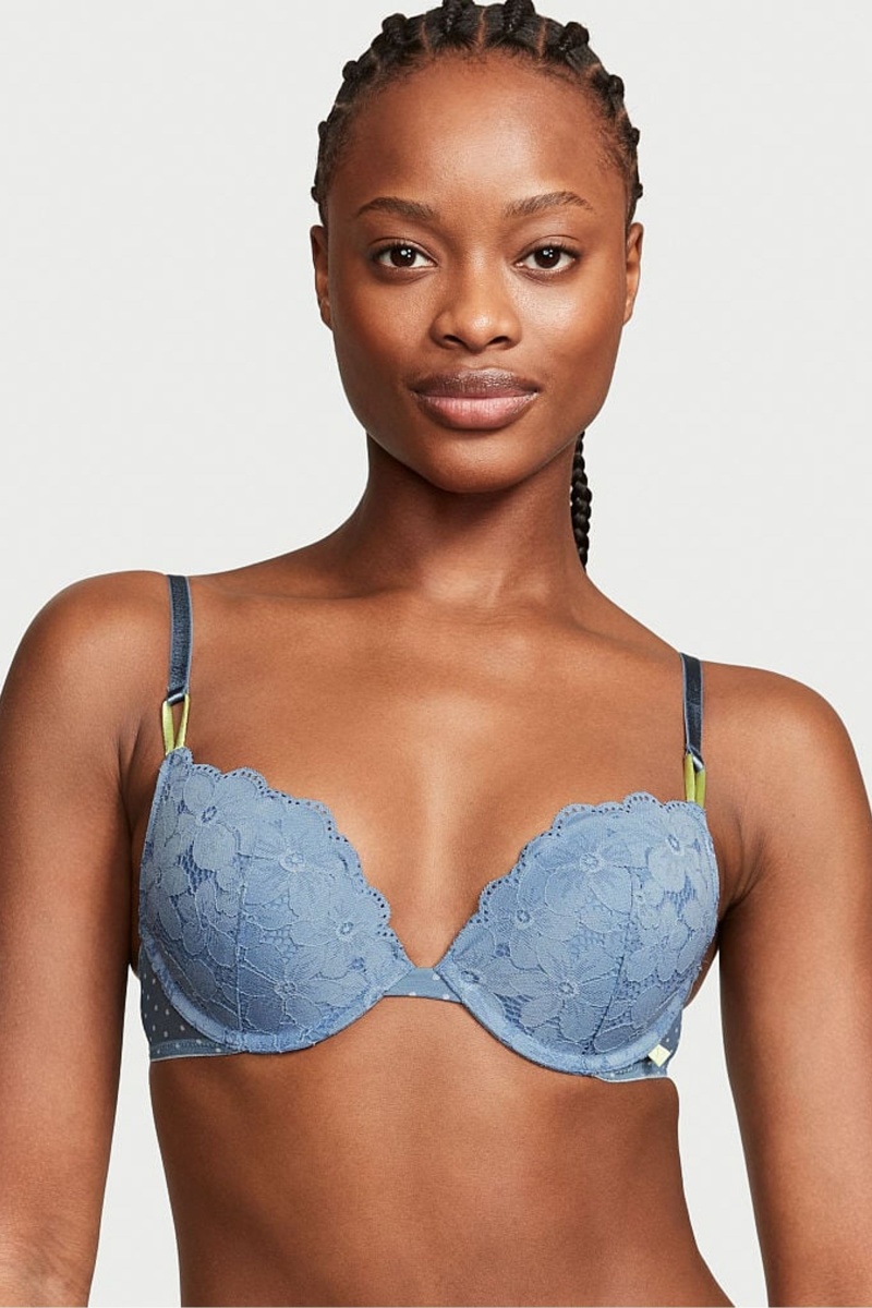 Victoria\'s Secret Push Up Cipkovane Bra Modre | SK-8425HKN