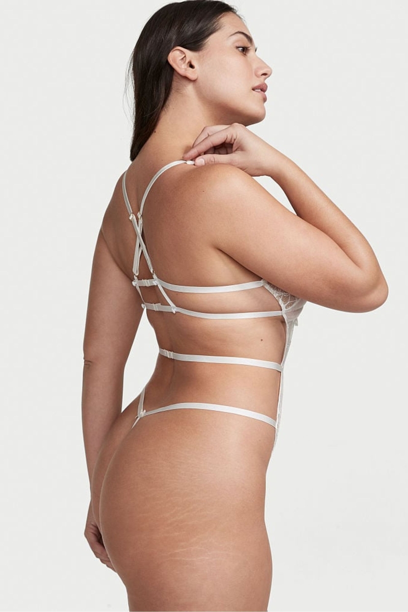 Victoria's Secret Remienkové Back Cipkovane Body Biele | SK-3967ZOJ