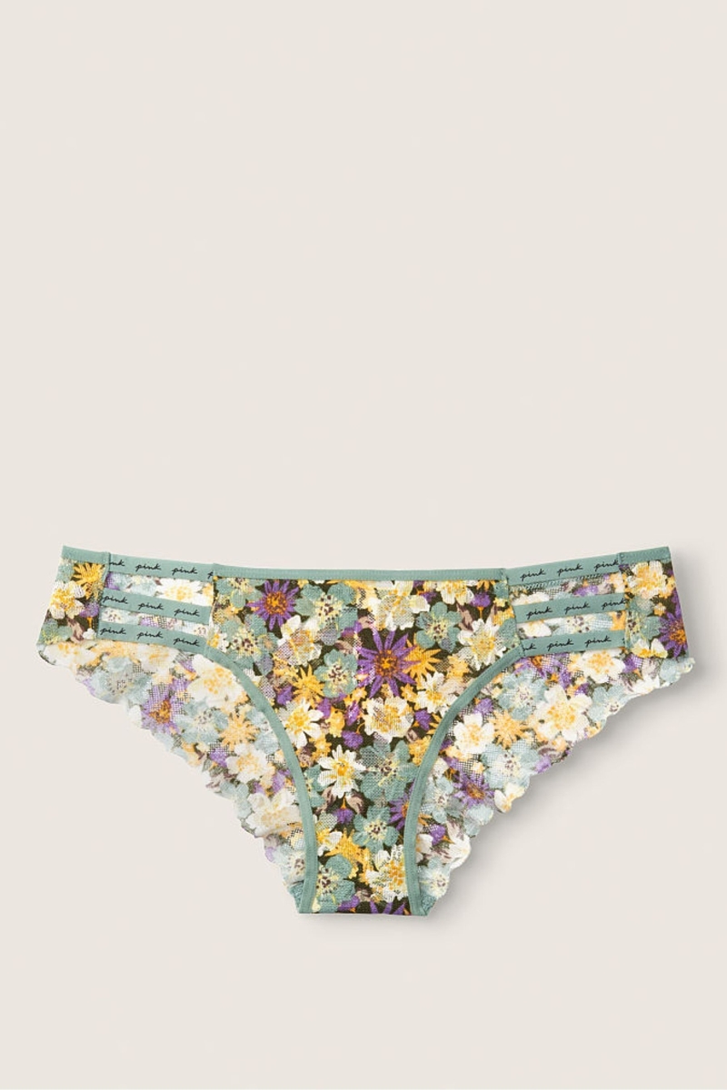 Victoria\'s Secret Remienkové Cipkovane Logo Cheeky Nohavičky Čierne | SK-6345SCJ