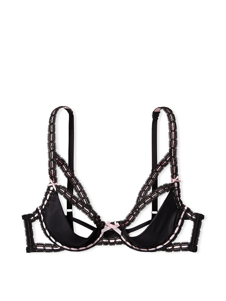 Victoria's Secret Ribbon Trim Open Quarter Cup Bra Čierne | SK-0238JZX