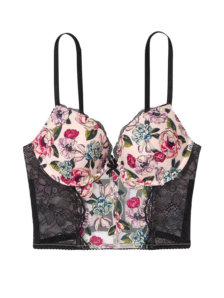 Victoria's Secret Rose Embroidered Push-Up Bra Top Ruzove | SK-1027BHR