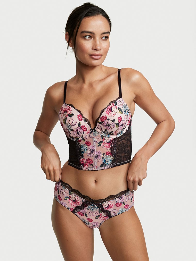 Victoria\'s Secret Rose Embroidered Push-Up Bra Top Ruzove | SK-1027BHR