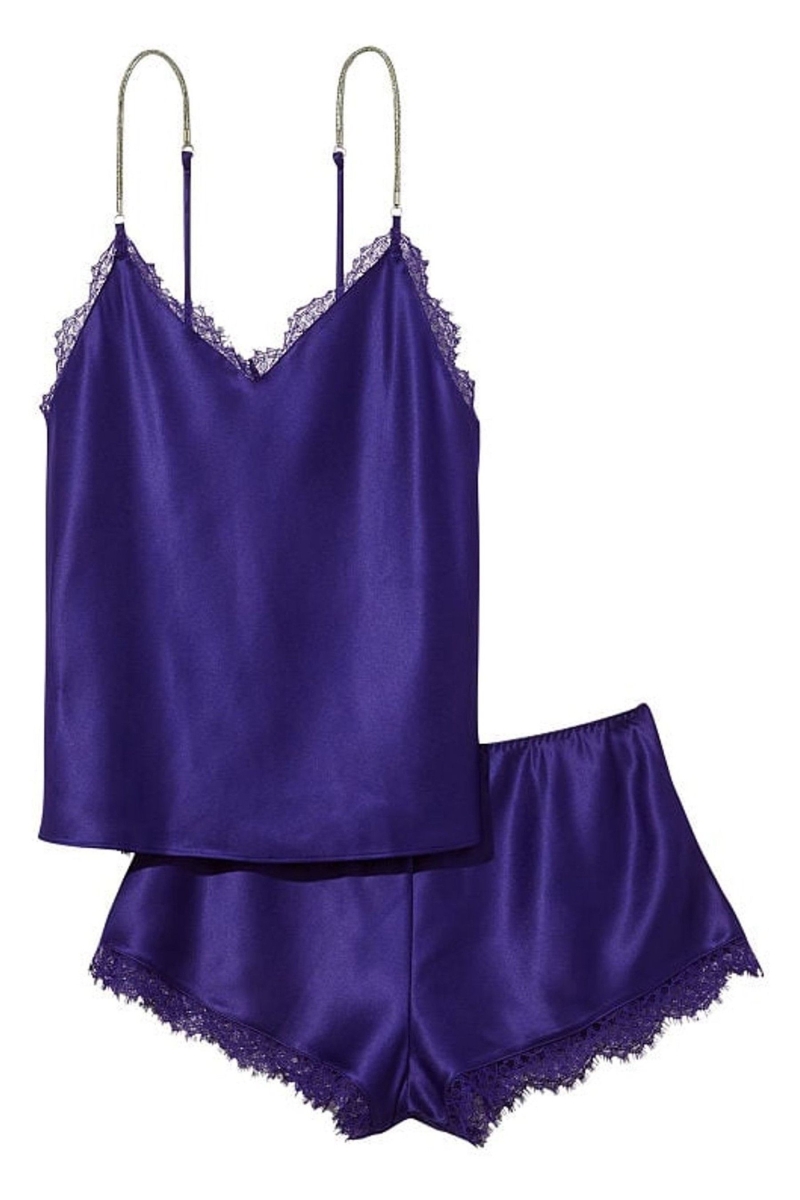 Victoria's Secret Satin Cipkovane Back Cami Set Night Ocean | SK-4123NAZ