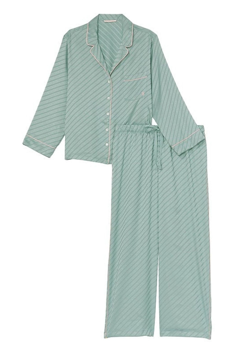 Victoria's Secret Satin Long Pyjamas Zelene | SK-2950FPB