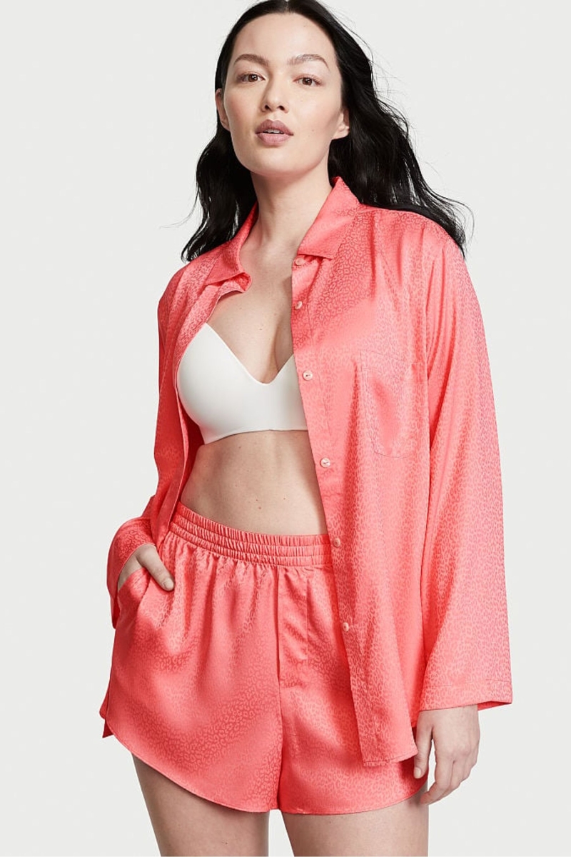 Victoria\'s Secret Satin Long Sleeve Kratke Pyjamas Žlté | SK-2415LUE