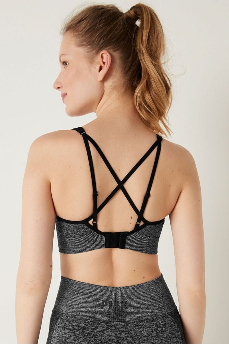 Victoria's Secret Seamless Active Seamless Air Medium Impact Sports Bra Čierne | SK-4863HQK