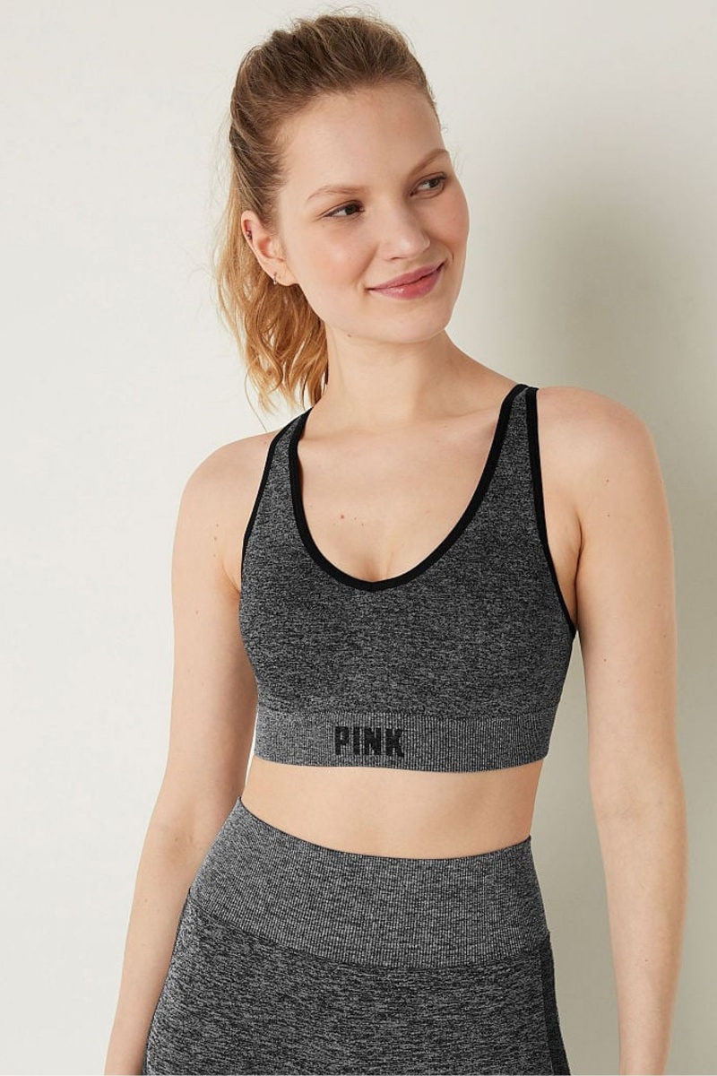 Victoria\'s Secret Seamless Active Seamless Air Medium Impact Sports Bra Čierne | SK-4863HQK