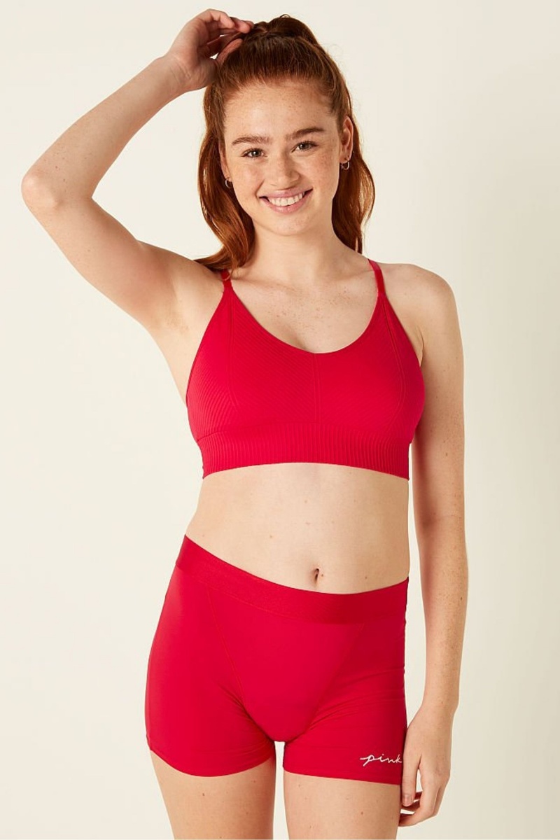 Victoria\'s Secret Seamless Seamless Lightly Podsite Low Impact Sports Bra Červené | SK-3061PVH