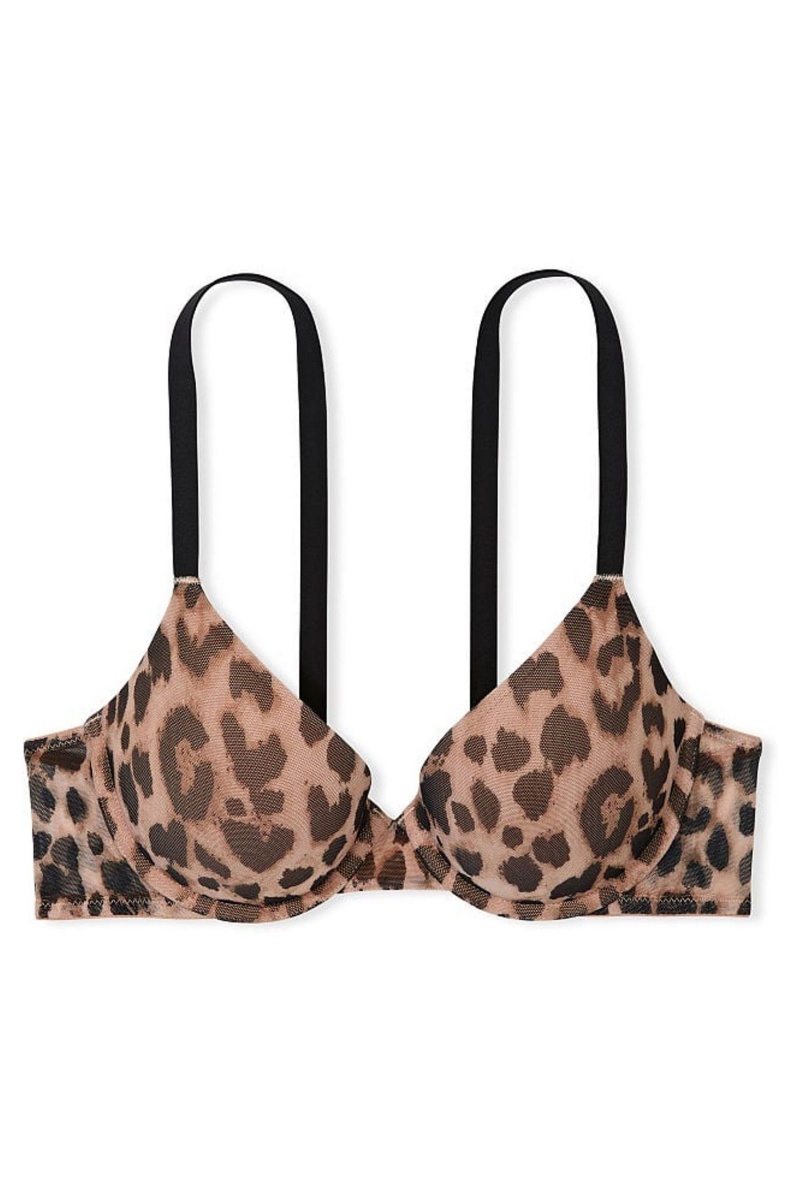 Victoria's Secret Sexy Illusions by Angelight Mesh PushUp Bra Leopardie Hnede | SK-5346FBK