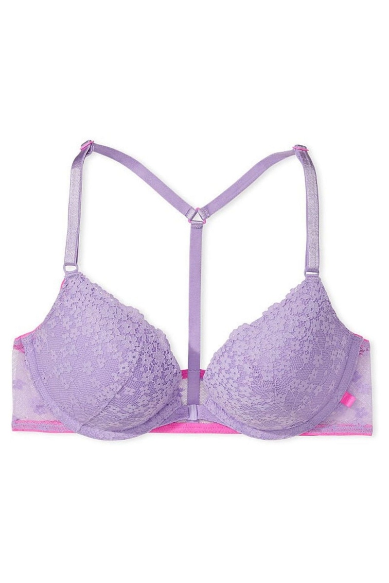 Victoria's Secret Sexy Tee Cipkovane Front Zapinanie Push Up T-Shirt Bra Nachový | SK-1564NDH