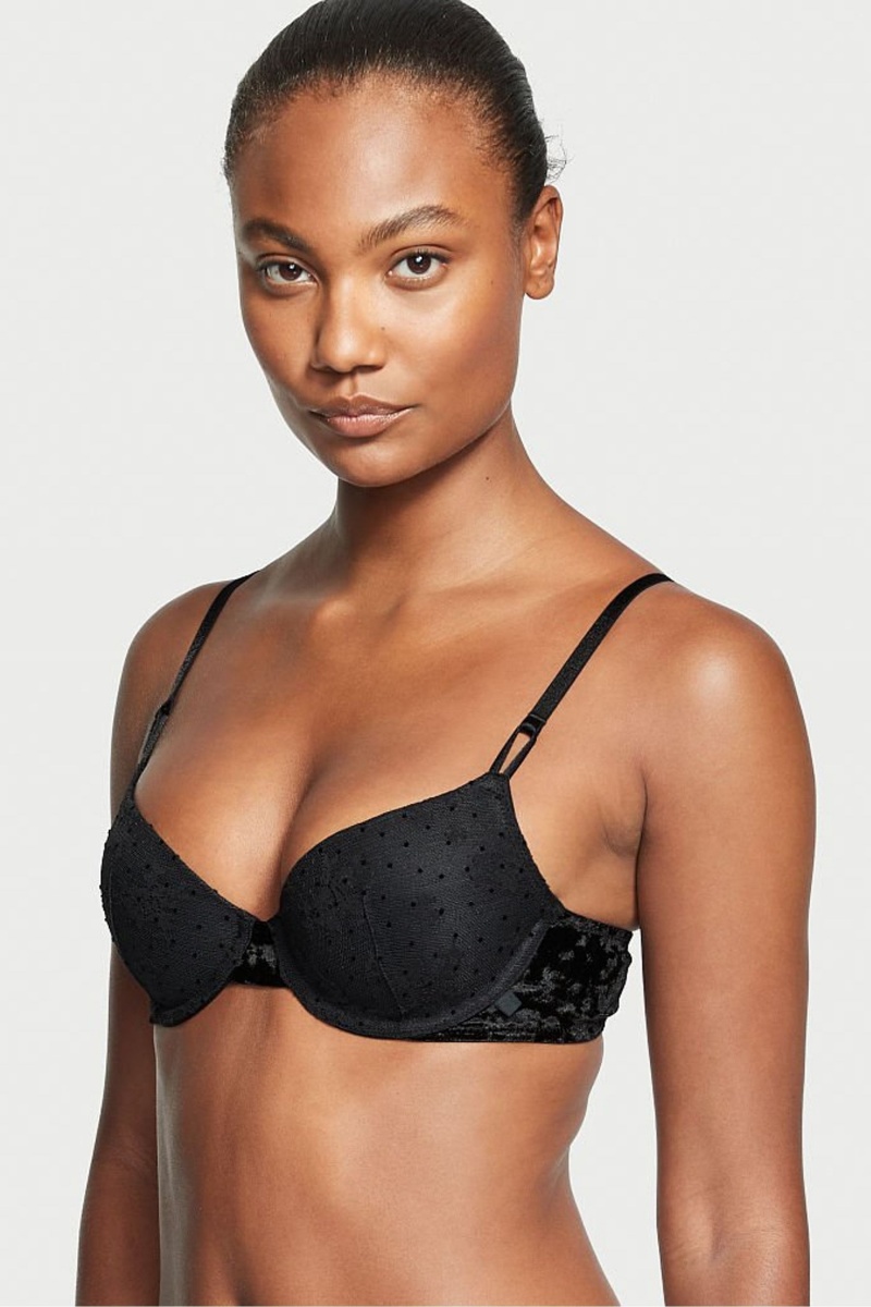 Victoria\'s Secret Sexy Tee Cipkovane Lightly Podsite T-Shirt Bra Čierne | SK-4251YOS