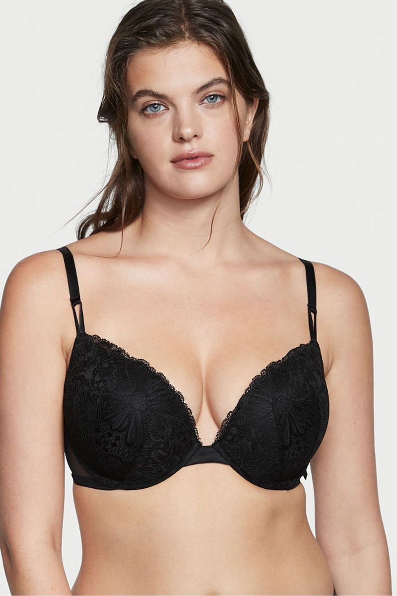 Victoria\'s Secret Sexy Tee Cipkovane T-Shirt Push Up Bra Čierne | SK-1258VFW