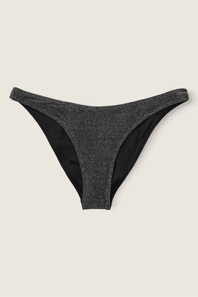 Victoria's Secret Shimmer High Pásom Cheeky Bikiny Bottom Čierne | SK-6432SXV