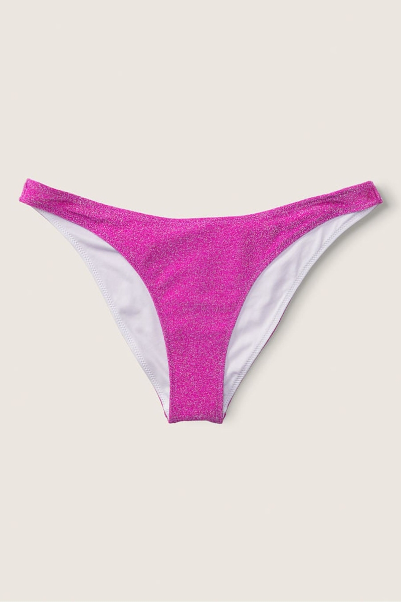 Victoria's Secret Shimmer High Pásom Cheeky Bikiny Bottom Dahlia Magenta | SK-7251DBA