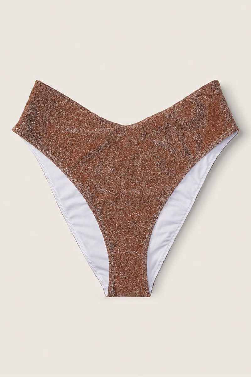 Victoria's Secret Shimmer High Pásom Cheeky Bikiny Bottom Soft Cappucino | SK-8317JBK