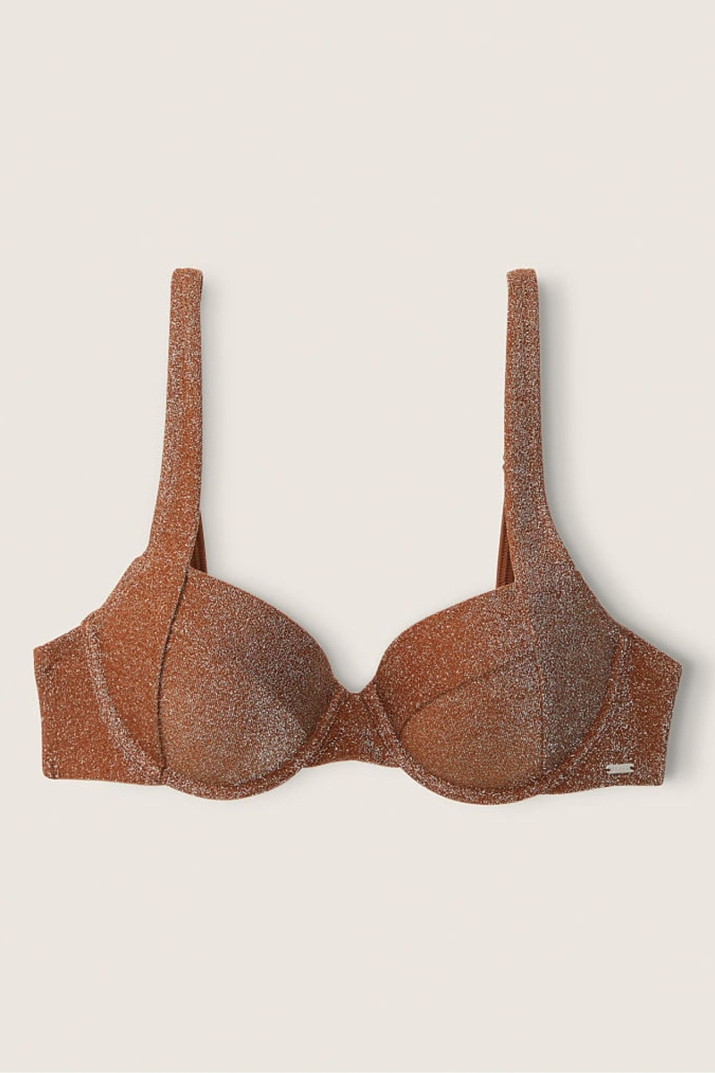 Victoria's Secret Shimmer Push Up Bikiny Top Soft Cappucino | SK-5092HEG