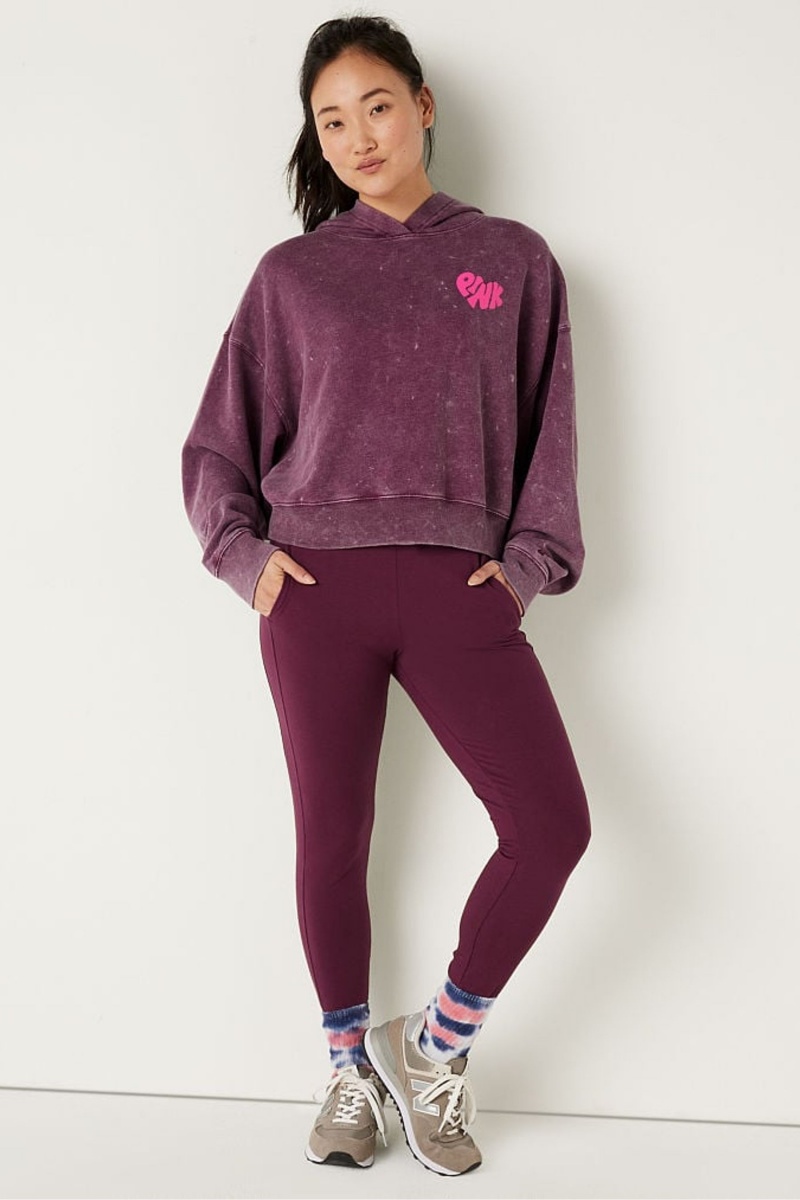 Victoria's Secret Shine Crop Long Sleeve Hoodie Bordove Červené | SK-8463XZQ