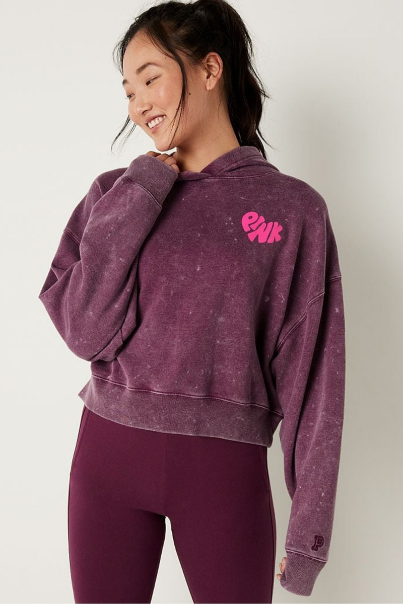 Victoria\'s Secret Shine Crop Long Sleeve Hoodie Bordove Červené | SK-8463XZQ