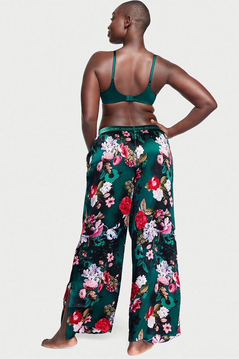 Victoria's Secret Silk Floral Pyjama Bottoms Zelene | SK-0498DLP