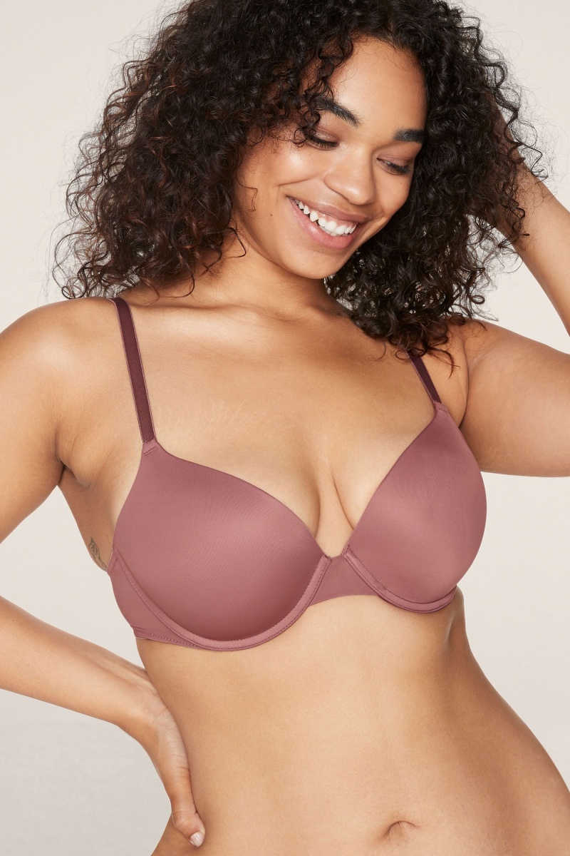 Victoria\'s Secret Smooth Push Up T-Shirt Bra Nachový | SK-4169LBK