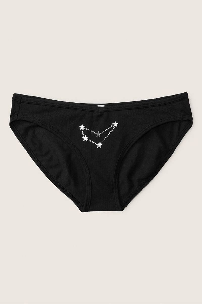 Victoria\'s Secret Stretch Bavlnene Astrology Bavlnene Bikiny Nohavičky Čierne | SK-0594ZDL