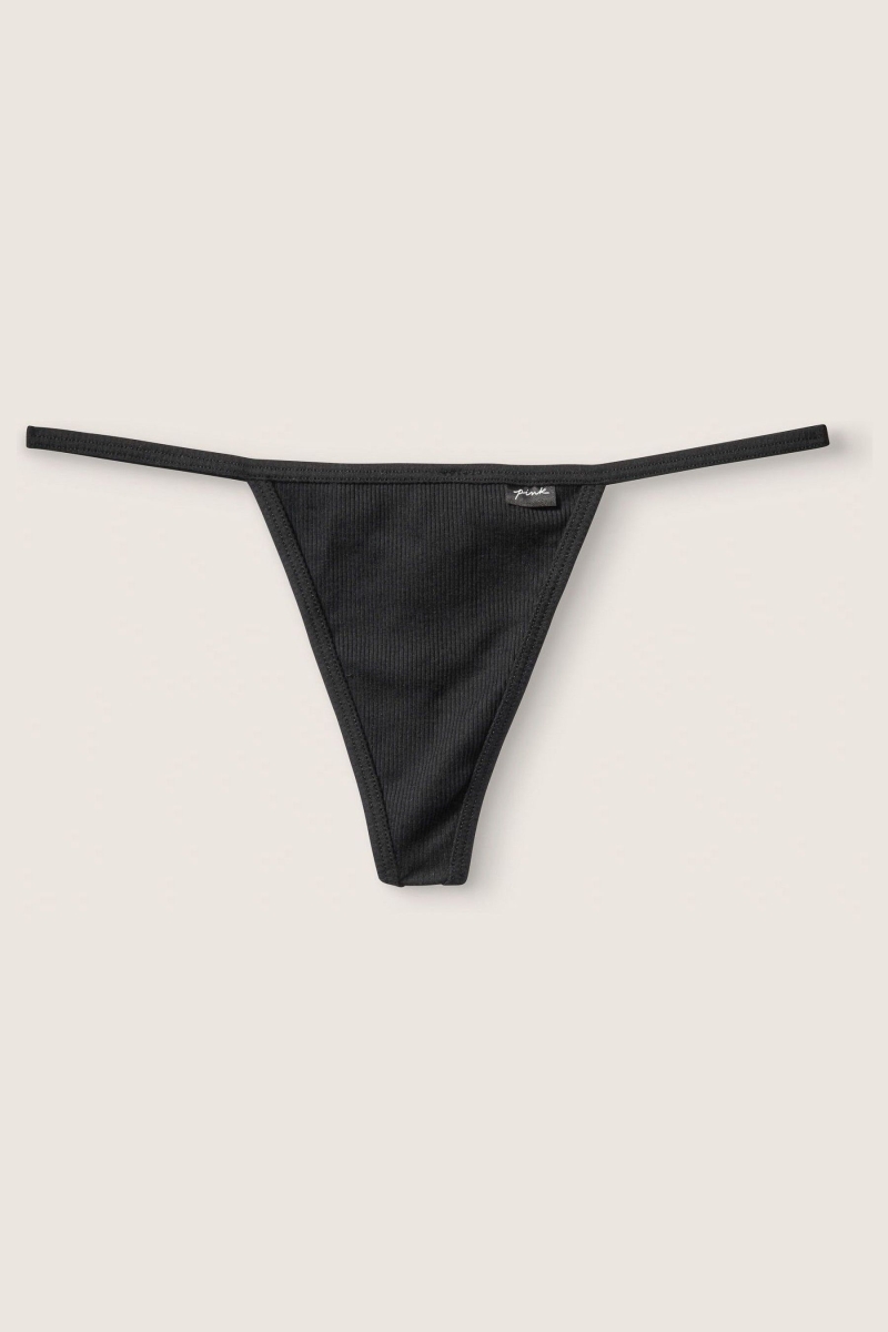 Victoria\'s Secret Stretch Bavlnene Bavlnene G String Nohavičky Čierne | SK-2709AXN