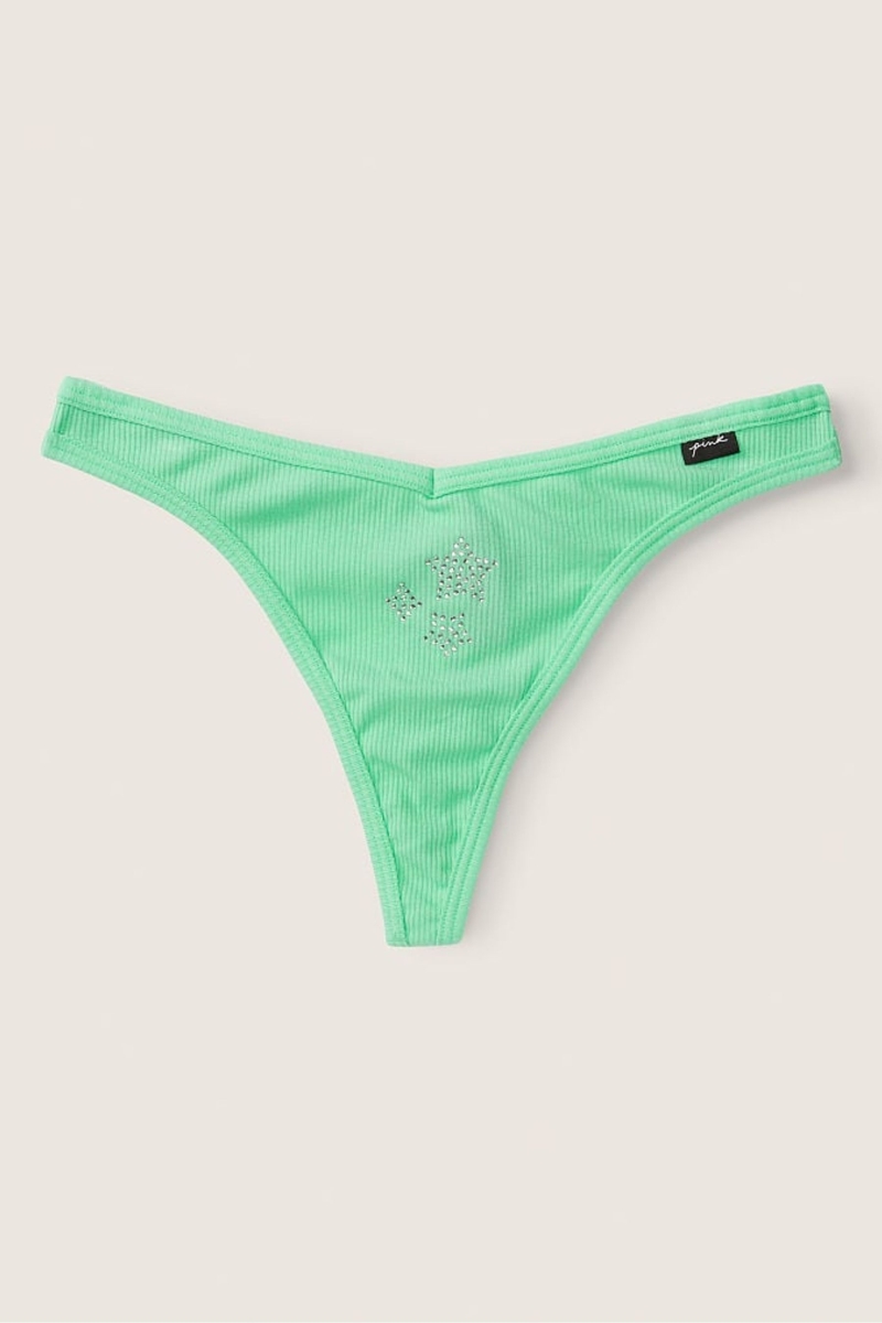 Victoria's Secret Stretch Bavlnene Bavlnene Tanga Nohavičky Zelene | SK-4395BER