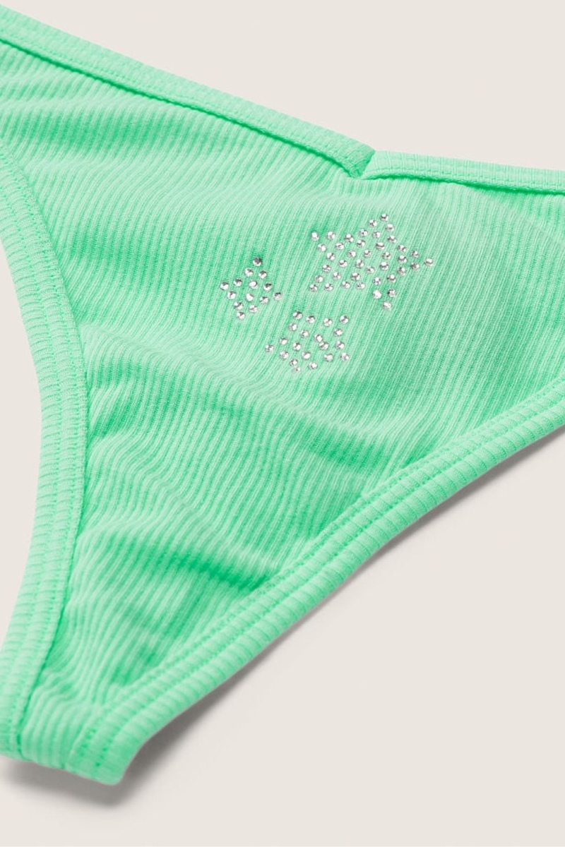 Victoria's Secret Stretch Bavlnene Bavlnene Tanga Nohavičky Zelene | SK-4395BER