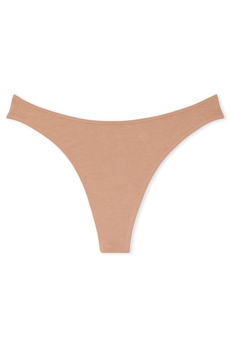 Victoria's Secret Stretch Bavlnene Bavlnene High Leg Tanga Nohavičky Sweet Praline Nude | SK-4872OSU