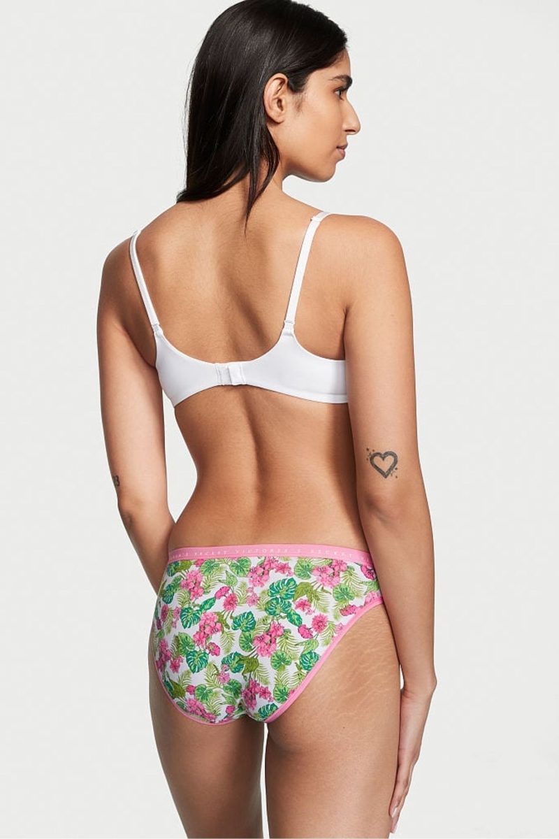 Victoria's Secret Stretch Bavlnene Bavlnene Bikiny Nohavičky Whtie Tropical Oasis | SK-6891FSE