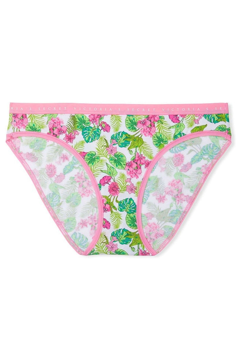 Victoria's Secret Stretch Bavlnene Bavlnene Bikiny Nohavičky Whtie Tropical Oasis | SK-6891FSE