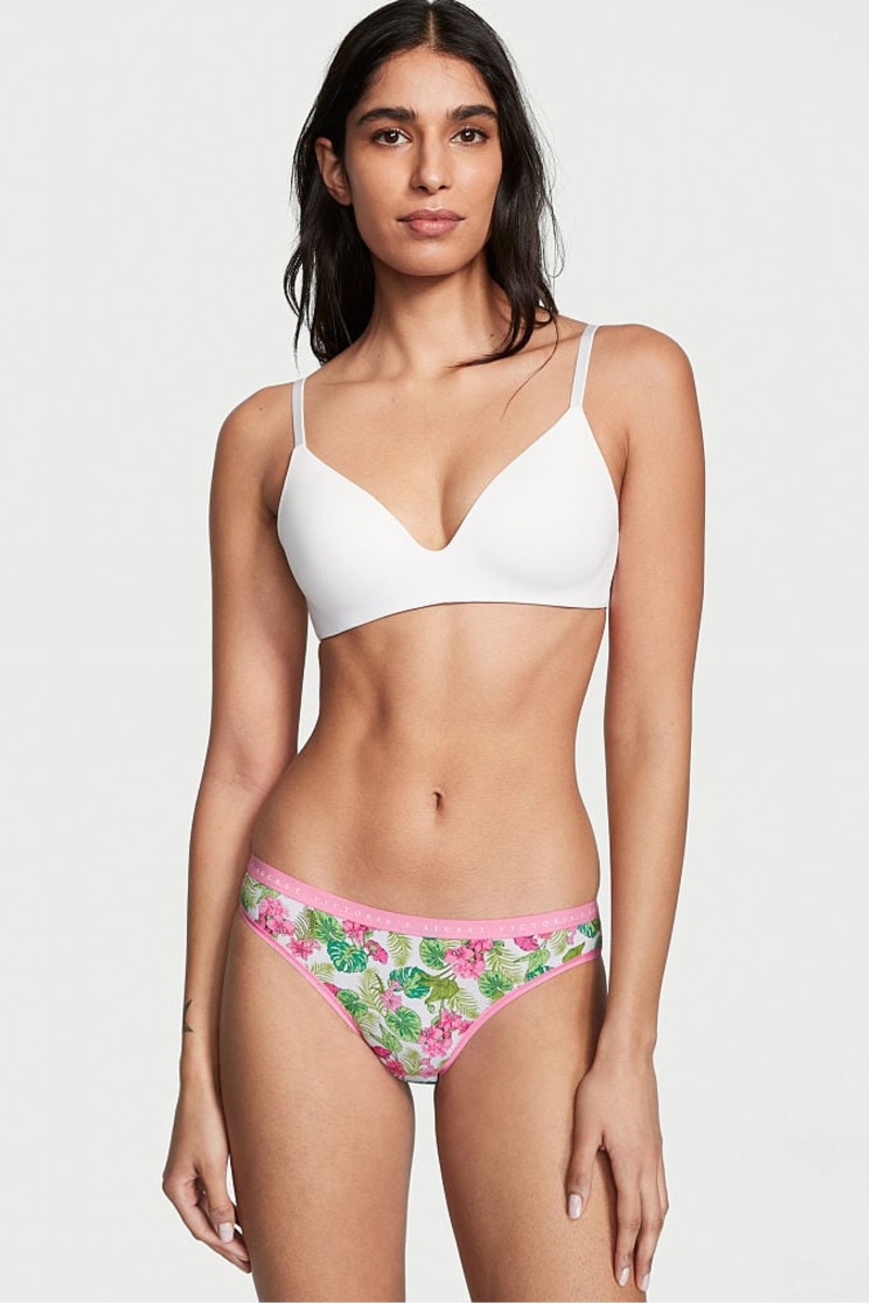 Victoria\'s Secret Stretch Bavlnene Bavlnene Bikiny Nohavičky Whtie Tropical Oasis | SK-6891FSE