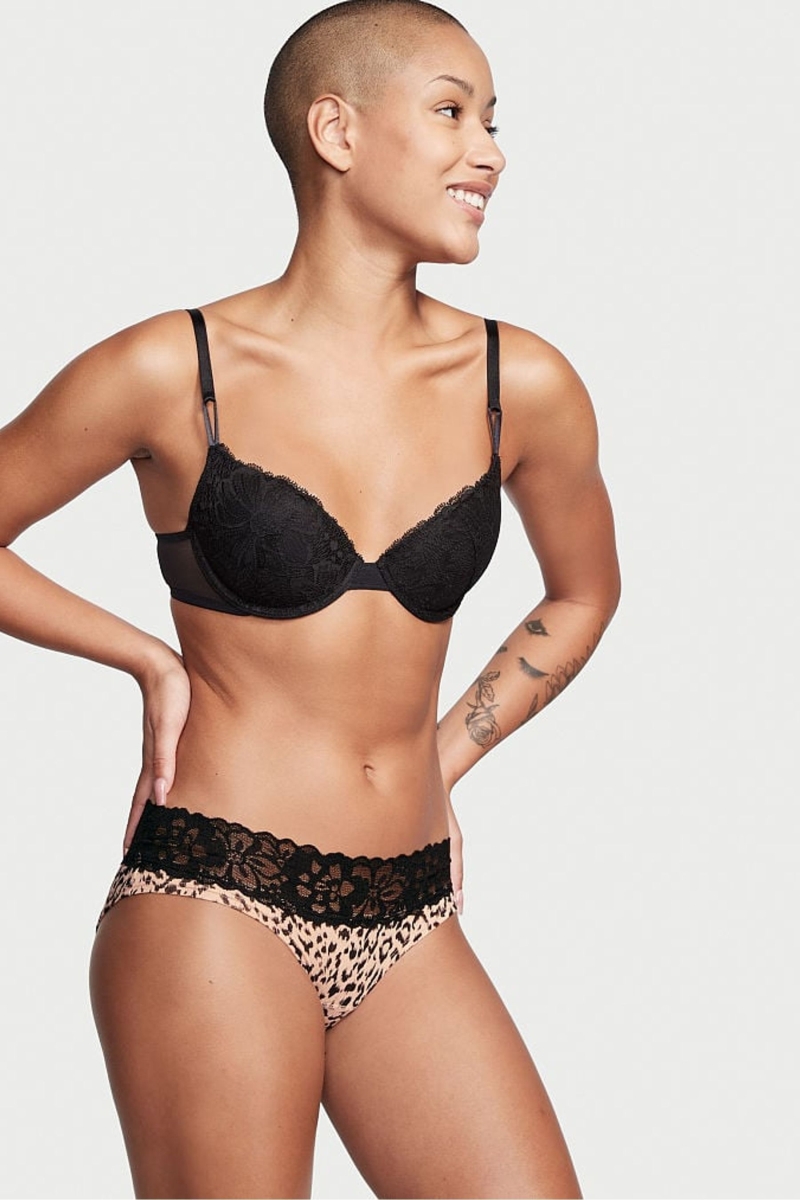 Victoria\'s Secret Stretch Bavlnene Bavlnene Cipkovane Pásom Hipster Nohavičky Hnede | SK-7124YUJ