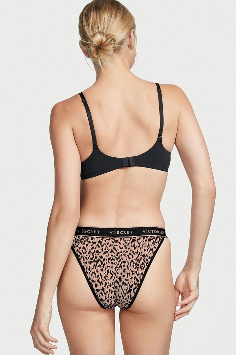 Victoria's Secret Stretch Bavlnene Bavlnene Logo Tanga Nohavičky Leopardie | SK-9386KQU