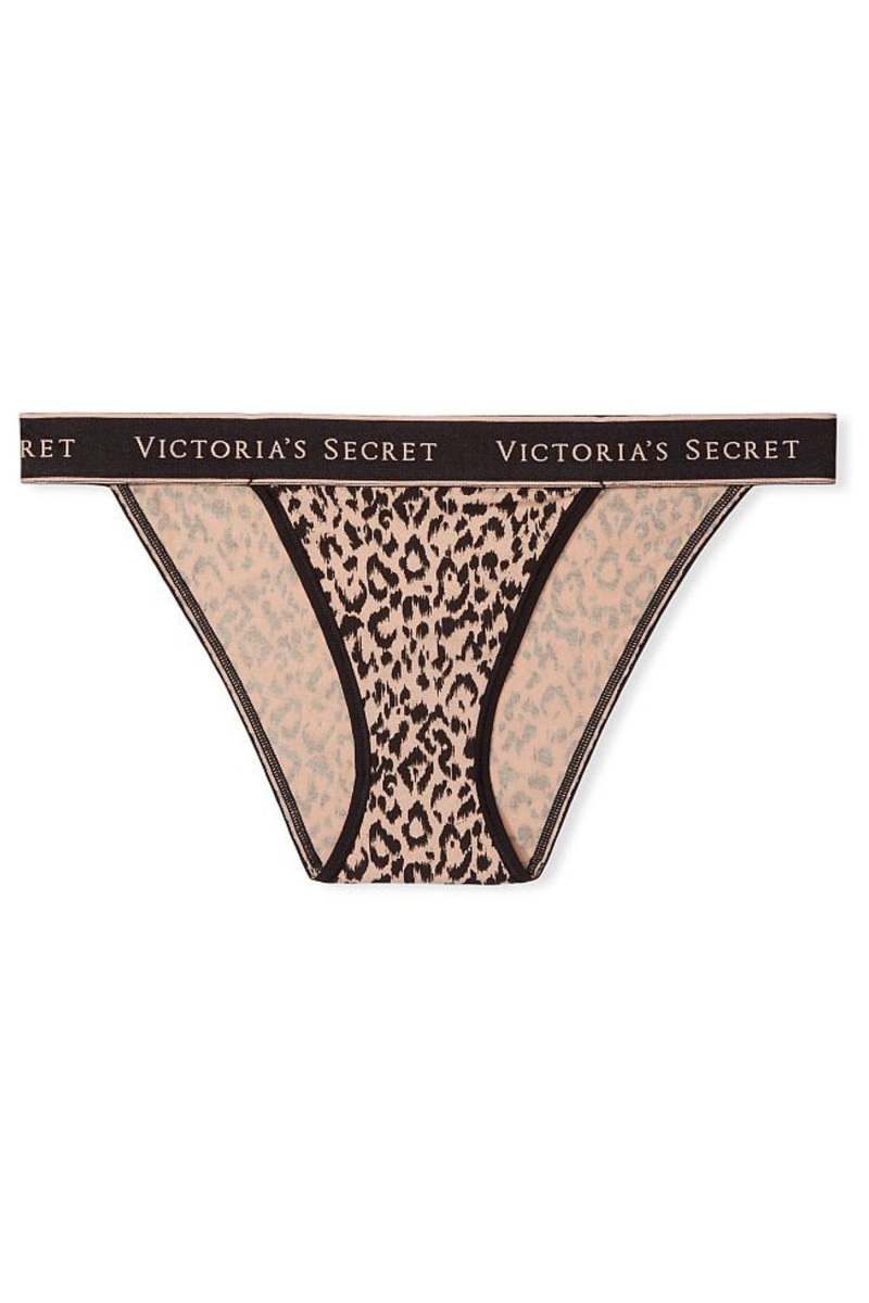 Victoria's Secret Stretch Bavlnene Bavlnene Logo Tanga Nohavičky Leopardie | SK-9386KQU