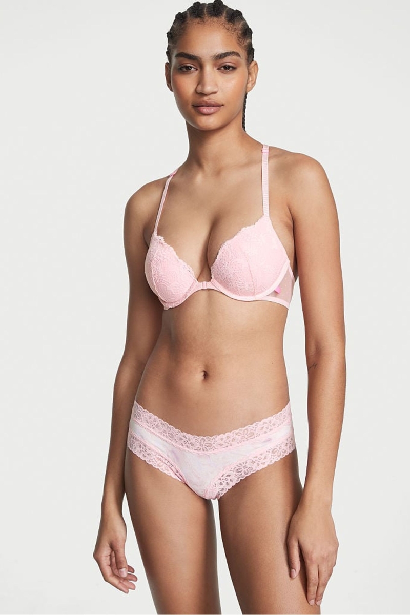 Victoria\'s Secret Stretch Bavlnene Cipkovane Pásom Bavlnene Cheeky Nohavičky Modre | SK-5326TXR