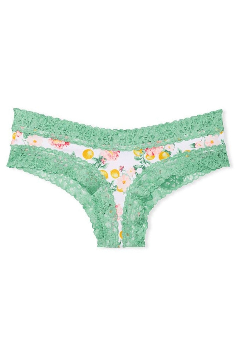 Victoria's Secret Stretch Bavlnene Cipkovane Pásom Bavlnene Cheeky Nohavičky Modre | SK-9560RXI