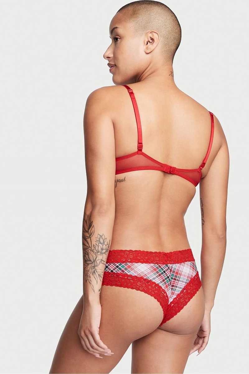 Victoria's Secret Stretch Bavlnene Cipkovane Pásom Bavlnene Cheeky Nohavičky Modre | SK-9621BLF