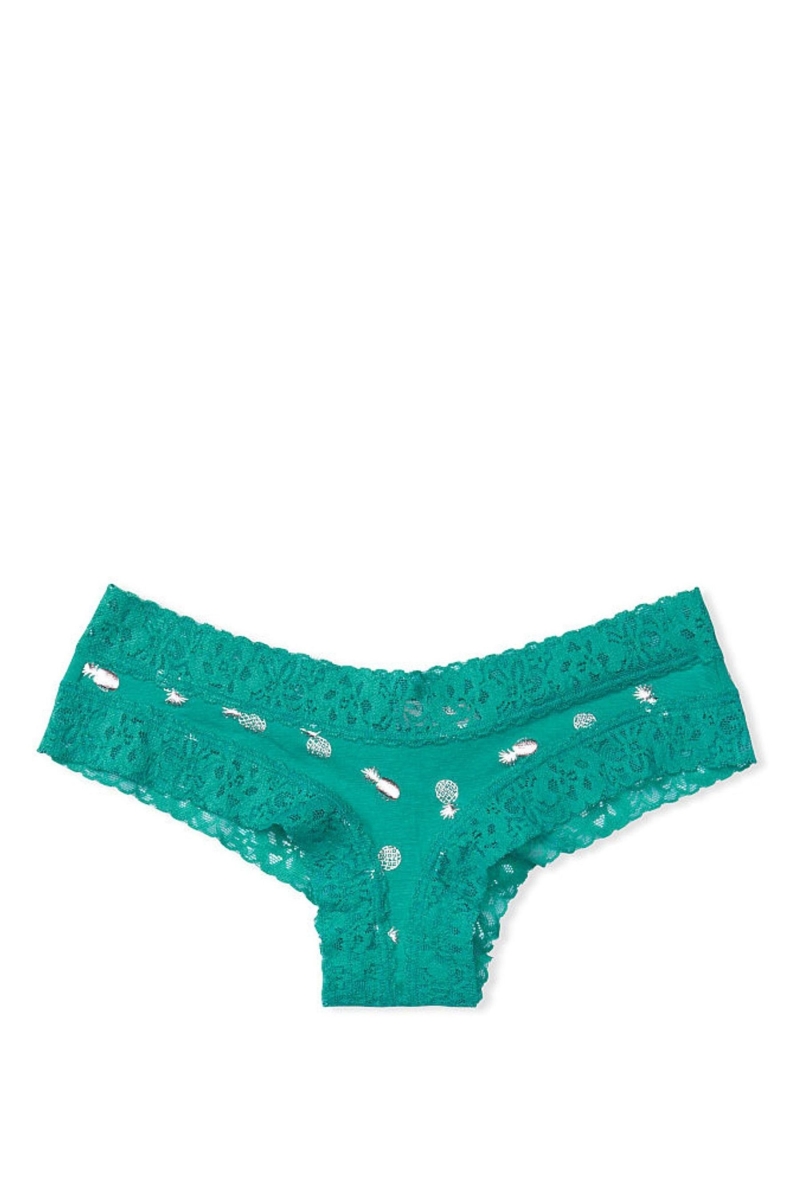 Victoria\'s Secret Stretch Bavlnene LCE W CTN CHEEKY Aqua Daisy Dot | SK-5431NBP