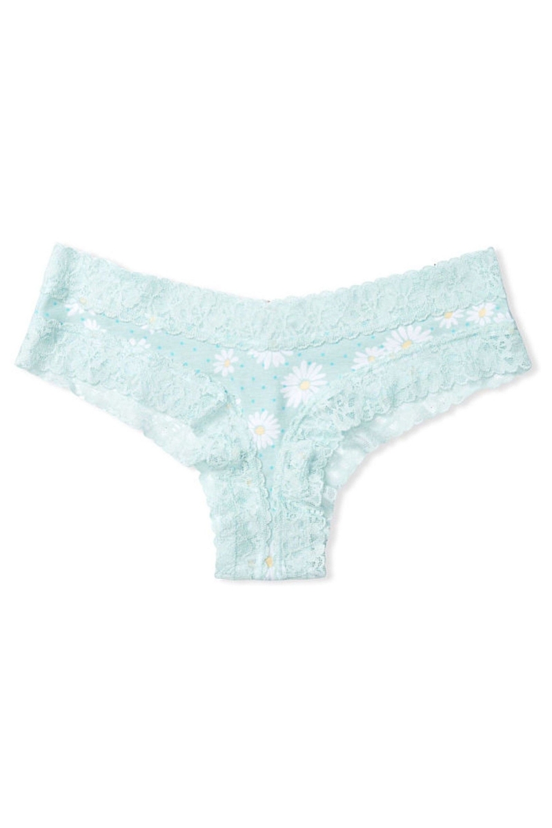 Victoria's Secret Stretch Bavlnene LCE W CTN CHEEKY Aqua Daisy Dot | SK-6794CRV