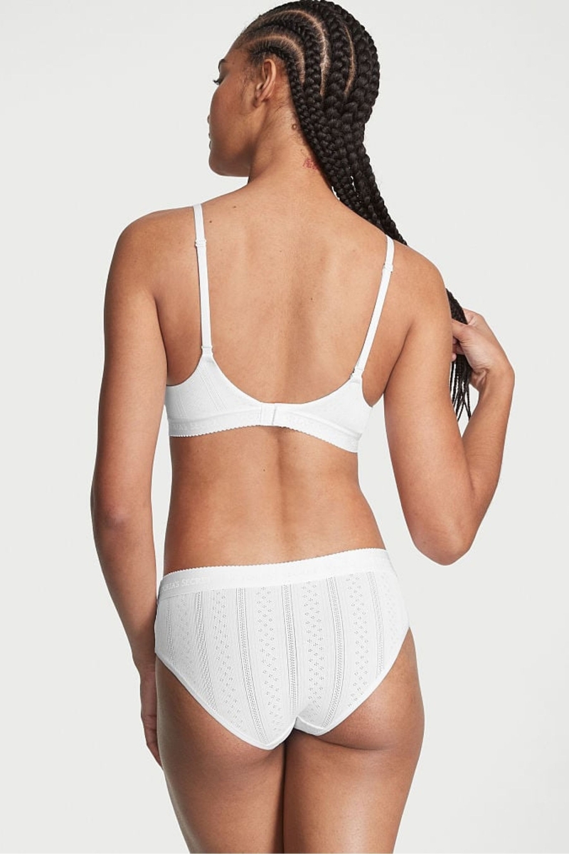 Victoria's Secret Stretch Bavlnene Logo Pásom Pointelle Hipster Nohavičky Nachový | SK-1420HOP