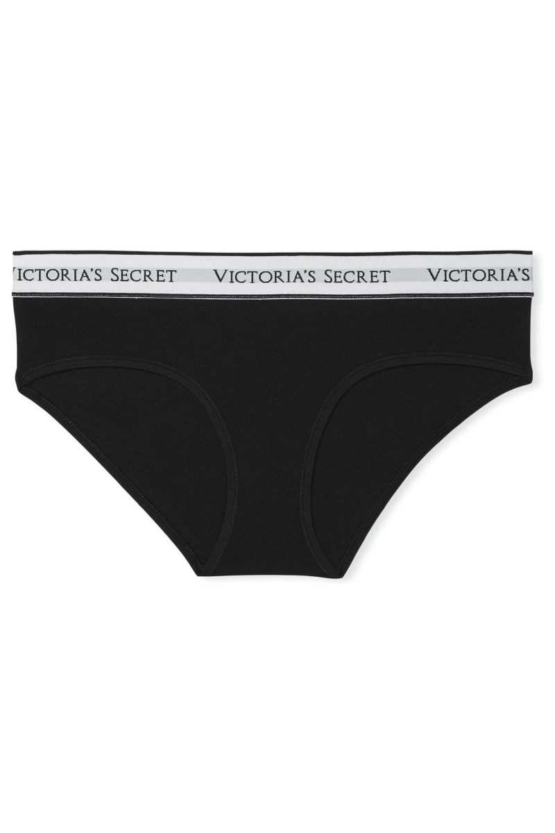 Victoria's Secret Stretch Bavlnene Logo Nohavičky Čierne | SK-8172VCA