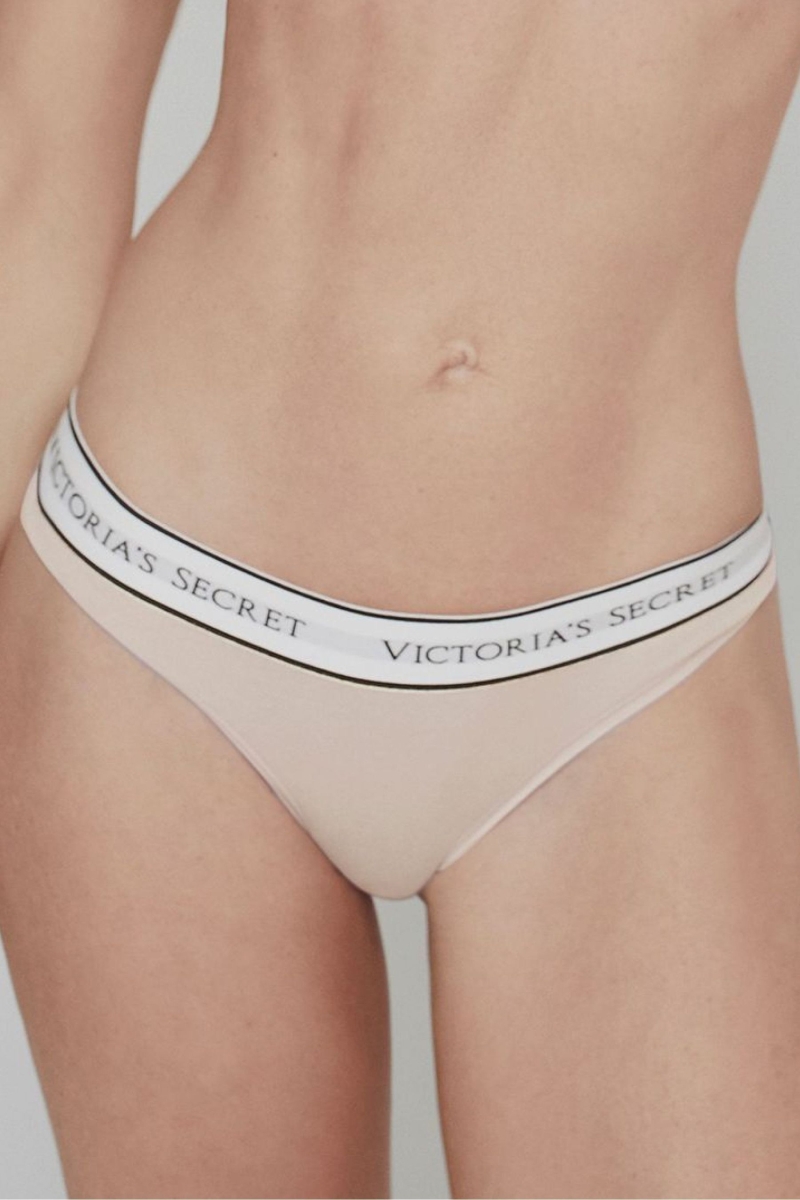 Victoria\'s Secret Stretch Bavlnene Logo Nohavičky Nude | SK-9820DIB