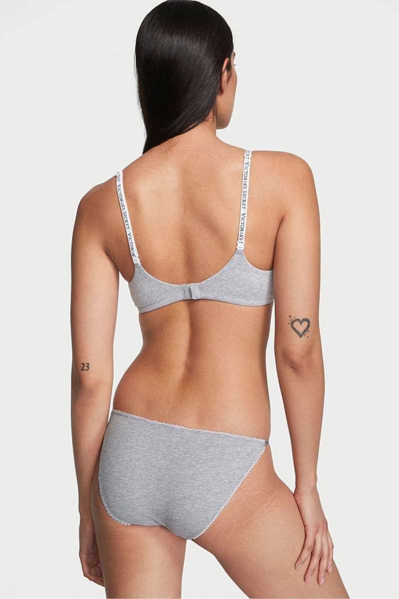 Victoria's Secret Stretch Bavlnene Stretch Bavlnene String Bikiny Nohavičky Siva | SK-3921OYM