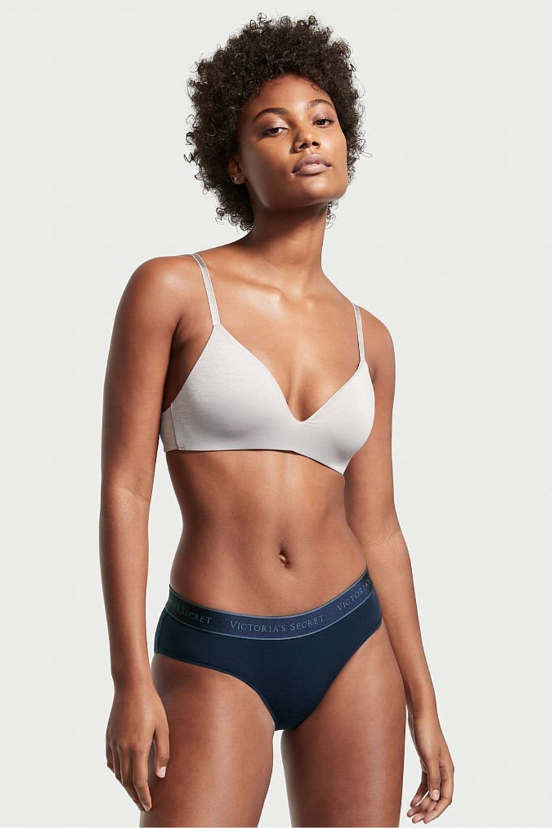 Victoria\'s Secret Stretch Bavlnene Stretch Bavlnene Logo Pásom Hipster Nohavičky Námornícka Modrá Modre | SK-4701AFS